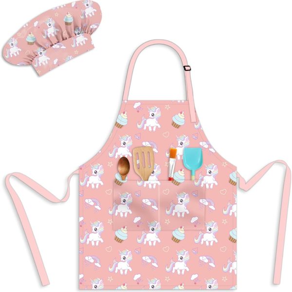 Kids Aprons for Girls Toddler Aprons with Pockets for Kids Cooking Baking Painting Crafting Art Gardening Adjustable