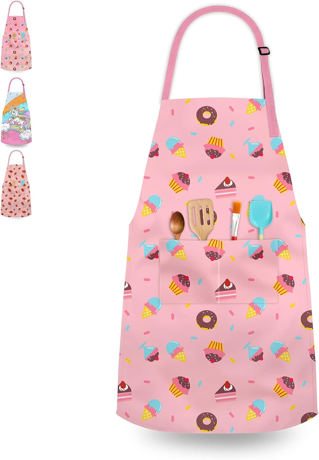 Kids Aprons for Girls Toddler Aprons with Pockets for Kids Cooking Baking Painting Crafting Art Gardening Adjustable
