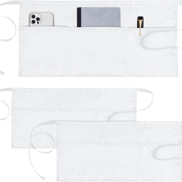 Server Apron, Waitress Apron with 3 Pockets, Short Aprons for Women with Pockets for Servers, Waiter, Waitress