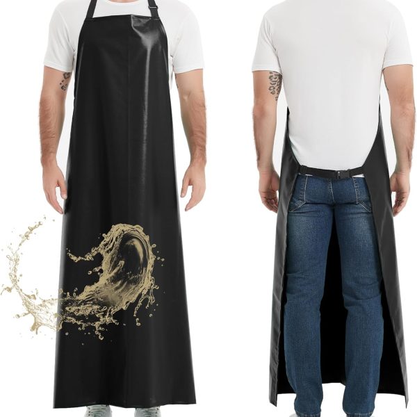 Thicker Rubber Apron, Extra Long Adjustable Apron, Heavy Duty Oil&Chemical Resistant Waterproof Work Aprons