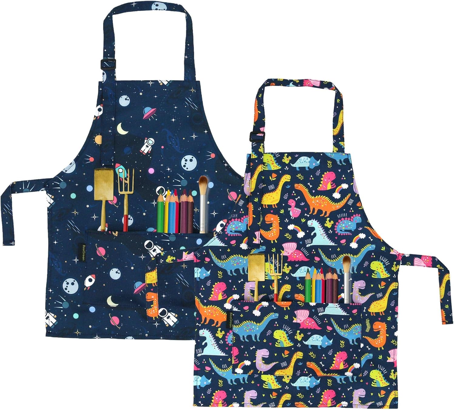 Kids Cooking Aprons w Adjustable Strap Kitchen Aprons w Front Pocket for Kids Toddler Painting Baking Artist